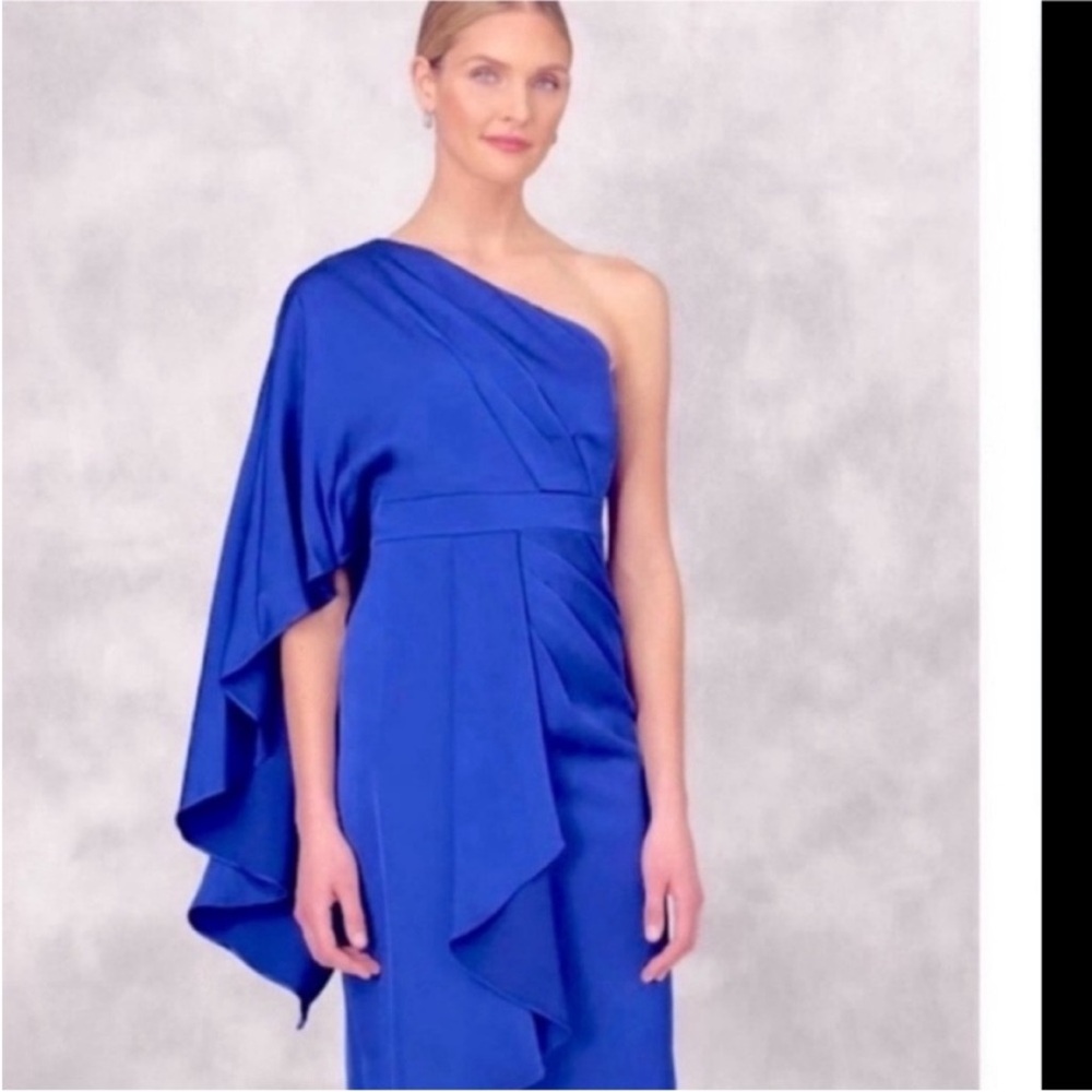 Aidan Mattox One-Shoulder Royal Blue Draped Evening Dress Size 2